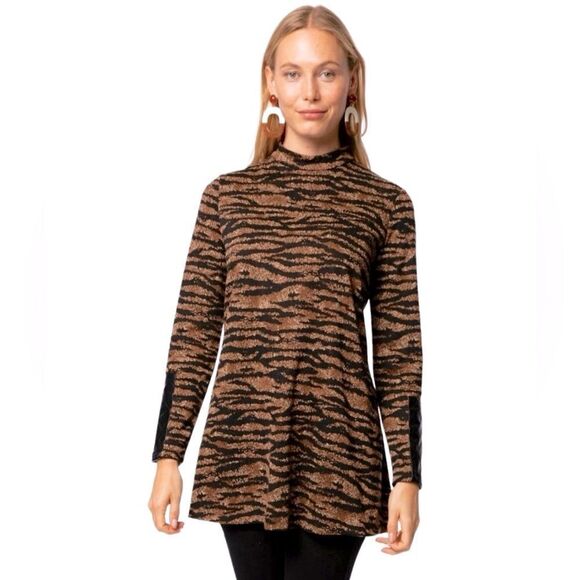 Tyler Boe Animal Print Faux Leather Top - Picture 1 of 9